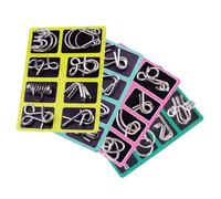 Metal Brain Teaser Puzzles Ring Educational Toys, Brain Teaser Wire Puzzle Game with Pouch For Party Favor Challenge (E)