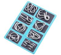 Metal Brain Teaser Puzzles Ring Educational Toys, Brain Teaser Wire Puzzle Game with Pouch For Party Favor Challenge (B)
