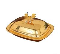 Metal Butter Dish Gold Ginkgo Leaf Ornamentent(Gold)