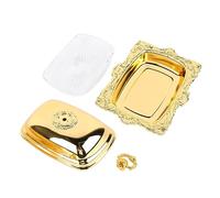 Metal Butter Plate European Vintage Butter Dish, Alloy and Glass Rectangle Butter Container with Lid, Multifunctional Serving Dish for Kitchen Refrigerator Table Party Use