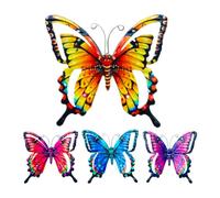 Metal Butterfly Decor - Outdoor Wall Art, 4 Piece Rustic Fence Accent Set