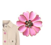 Metal Button Cover - Rhinestone Flower Decoration for Jeans Dresses Blouses and Shirts with Metal Construction | Elegant Clip On Design to Upgrade Clothing with Glamour and Reusable Style