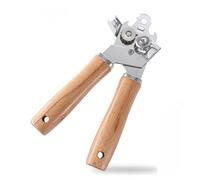 Metal Can Opener Manual with Wooden Handle, Hand Blade Smooth Edge, Ha