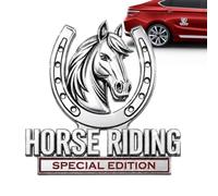 Metal Car Emblem - 3D Horse Riding Automobile Decal | Chrome Finish