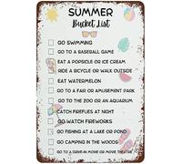 Metal Cartel Lista De Cosas Que Hacer Este Verano Pared Muestra Placa Divertida Retro Cartel De Chapa Letrero De Estaño Para Cafetería, Garaje, Cocina 20x30cm