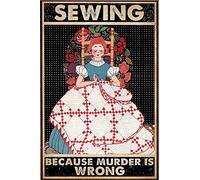 Metal Cartel Puerta Coser porque asesinar está mal Cartel Placa personalizado Placa Metálica para la Pared para Cocina Sala de Estar Oficina S