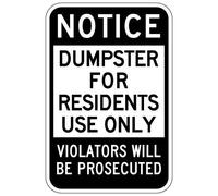Metal Cartel Puerta, Resistente Cartel De Chapa Metálica, Aviso: Contenedor De Basura Solo para Uso De Residentes, Placa Metálica para Cafetería Sala De Estar Garaje, 20X30Cm