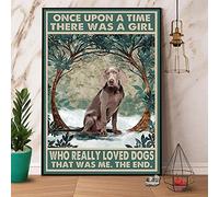 Metal Cartel Puerta Weimaraner Había una chica que amaba a los perros Cartel Metálico Resistente Placa metálica para Sala de Estar Cafetería Bar S