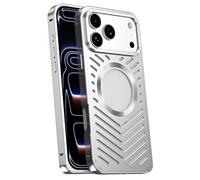 Metal Case For iPhone 17/17 Air/17 Pro/17 Pro MAX, Aviation Aluminum Hollow Magnetic Cool Shell, Heat Dissipation Armor Protection Cover(Silver,17 Pro MAX)