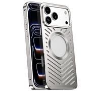 Metal Case For iPhone 17/17 Air/17 Pro/17 Pro MAX, Aviation Aluminum Hollow Magnetic Cool Shell, Heat Dissipation Armor Protection Cover(Gray,17 Pro MAX)