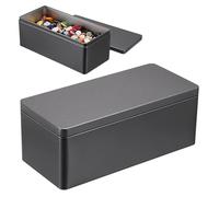 Metal Cash Box With Lid - Portable Tinplate Money Storage Organizer For Currency Bills Change Jewelry, Small Security Container For Home Office Business Travel, Rectangular Key Ticket Holder Bin