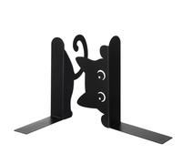 Metal Cat Bookends - 2pcs Iron Book Holder | Creative Black Cat Bookshelf Rack - Heavy Duty Anti Slip Book Organizer | Home Office Desk Shelf Decor Storage Stand Living Room Use