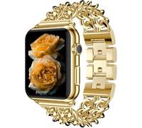 Metal Chain Band Compatible with Apple Watch Ultra3/2/1 SE3/2/1 Series11/10/9/8/7/6/5/4/3/2/1 Brazalete Estilo Western para Mujer 38/40/41/42/44/45/46/49mm - Oro