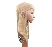 Metal Chain Gold Color Long Tassel Head Chain Hair Jewelry for Women Party Wedding Hair Accessories Headpiece para ocasiones especiales y festivales(Gold)