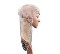 Metal Chain Gold Color Long Tassel Head Chain Hair Jewelry for Women Party Wedding Hair Accessories Headpiece para ocasiones especiales y festivales(Silver)