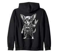 Metal Chihuahua Perro Rock Music Funny Heavy Metal Sudadera con Capucha