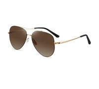 Metal Classic - Gafas de sol polarizadas para hombre, para viajes, pesca, conducción, Té gradual con marco de oro rosa, 148*145*53mm