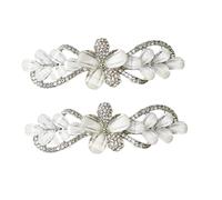 Metal Claw Clips,Pearl HairClips,Clips Large Plush Horquillas for El Cabello Horquilla De Primavera Con Flores De Cristal Y Tocado De Pedrería Con Clip Horizontal(Silver)