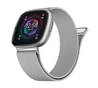 Metal Correa Compatible con Fitbit Versa 4 /Versa 3 /Sense/Sense 2, Milanés Magnético Correa Reloj, Acero Inoxidable Pulseras Repuesto para Fitbit Versa 4/Versa 3/Sense2/Sense, Hombre Mujer (Plata)