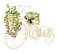 Metal de Estilo Vintage, Soporte para Plantas, Forma de Bicicleta, Soporte para Plantas para Flores o Plantas en Maceta, Fácil de Montar, Detalles de Volutas, Decoración de