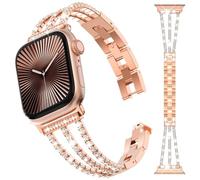 Metal Diamante Cadena Correa Mujer compatible con Apple Watch Ultra Series 10/9/8/7/6/5/4/3/2/1, Correa de reemplazo de Correa iwatch, 38mm 40mm 41mm 42mm 44mm 45mm 46mm 49mm