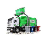 Metal Diecast Garbage Truck Cab with Pull Back Function, Lights & Sounds - Great Toy Gift for Kids Age