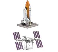 Metal Earth Fascinations Premium Series 3D - Juego de 2 modelos de metal - Kit de lanzamiento de lanzadera espacial - Estación Espacial Internacional