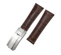 Metal End Genuine Leather Bands de cuero, para Daytona Sub Submariner GMT Master Yacht Watch Strap Store Blue Black Black Band 17.5-18.5 cm