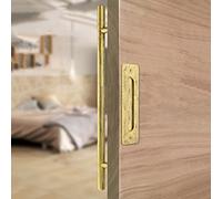 Metal Entry Door Handles Flat Barn Gate Grab Bar for Home Kitchen Bath Door,Door Pull Handle with Backplate, Small Rustic Push Pull Pole(Bronze,Length 60cm(23.6inch))
