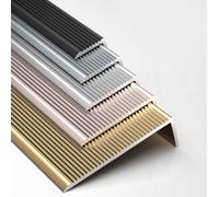 Metal Escalera Nariz Borde Perfil para Interiores y Exteriores Escaleras | 1-Paquete, Autoadhesivo, Antideslizante, Moldura en L, Cinco Colores, Resistente a Rayones(Silver,90cm L 30mm*20mm)