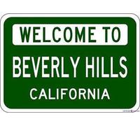 Metal Estaño Signo Beverly Hills California Estados Unidos Bienvenido A Look No Es Fácil De Deformar Placas Metálicas Decoración Cartel De Metal para Baño Cafetería Garaje 20X30Cm
