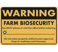 Metal Estaño Signo Bioseguridad En Las Explotaciones Agrícolas Vendimia Cartel De Metal Decoración Placas Metálicas para Restaurante Garaje Cafetería 20X30Cm