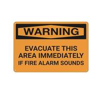 Metal Estaño Signo Evacue Esta Área Inmediatamente Si Suena La Alarma De Incendio Resistente Al Desgaste Y Duradero Letrero De Metal No Se Oxida Fácilmente Cartel De Metal para Baño 20X30Cm