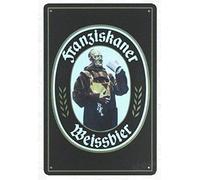 Metal Estaño Signo Franziskaner Weissbier Alemania Cerveza Monje Franciscano Divertido Placas Metálicas Decoración Chapas Metalicas para Taberna Club Garaje 20X30Cm