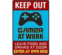 Metal Estaño Signo Juego Genial De Gamer At Work para Adolescentes Resistente Al Desgaste Y Duradero Placas Metálicas Decoración Letrero Metálico para Hogar Casa Campo Hotel 20X30Cm