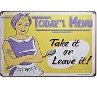 Metal Estaño Signo Menú De Hoy Tómalo O Déjalo Retro Letrero De Metal Vendimia Letrero Metálico para Cocina Baño Garaje 20X30Cm