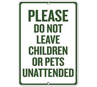 Metal Estaño Signo por Favor, No Deje A Los Niños Ni A Las Mascotas Sin Supervisión. Resistente Al Desgaste Y Duradero Letrero Metálico Decoración Chapas Metalicas para Hogar Baño 20X30Cm