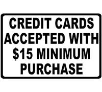 Metal Estaño Signo Se Aceptan Tarjetas De Crédito con Una Compra Mínima De $15 Retro Chapas Metalicas Vendimia Letrero Metálico para Pared Hotel Taberna 20X30Cm