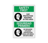 Metal Estaño Signo Seguridad Ante Todo. Se Requiere Protección Auditiva En El Área Bilingüe En Español. No Se Oxida Fácilmente Chapas Metalicas Exquisita Y Hermosa Letrero Metálico para 20X30Cm