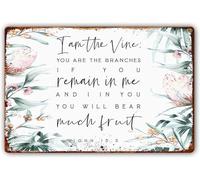 Metal Estaño Signo Yo Soy La Vid Y Vosotros Los Pámpanos Versículo Impreso Resistente Al Desgaste Y Duradero Placas Metálicas Divertido Chapas Metalicas para Club Cocina Cafetería 20X30Cm
