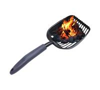 Metal Fireplace Ash Shovel, Hollow Out Coal Shovel, Portable Grilling Tool, Iron, Heat Resistant Fire Pit and Grill Accessory for Outdoor BBQ and Wood Stoves