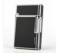 Metal Flip Lighter with Sound Side Sliding Grinding Wheel Refillable Butane Gas Open Flame Soft Flame Men's High-End Gift(Black 5)