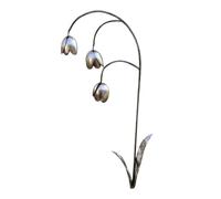 Metal Flower Lily Statue, Lily of the Valley Yard Decoration, Weatherproof Decorative Outdoor Sculpture, Stylish Flower Stakes for Lawn Porch Patio Pathway Deck Women Mothers Day, 15.75x1x5 Inches