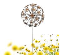 Metal Flower Stake - Iron Garden Decor 40x13.5cm Adjustable Petal Ornament, Rustic Yard Art | Outdoor Fence Accent Piece, Lawn Pathway Decoration , Patio Planter Landscape Floral Display For Home