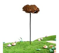 Metal Flower Stakes - Rusty Garden Art, ornamento floral resistente a la intemperie con puntas de tierra, hierro duradero forjado a mano, pátina industrial vintage, para senderos al aire libre y