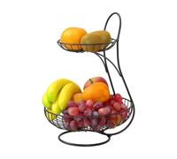 Metal Fruit Basket - 14Inch 2-Tier Wire Veggies Container | Iron Kitchen Storage Organizer - Sturdy 900g metal basket for fruits vegetables and snacks perfect for home office and party buffet use