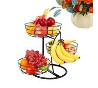 Metal Fruit Basket with Banana Hanging Rack - 3-Tier Non-Slip Kitchen Storage, Metal Fruit Basket, Space-Saving Storage for Fruits, Vegetables, Bread, Snacks, Suitable for Kitchen Counter, Home, Pant