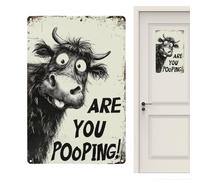 Metal Funny Modern Sign, Humorous Animal Wall Decor, Cow Wall Art, Funny Cow Sign, Humorous Bathroom Decor, Farmhouse Home Decoration for Kitchen Restroom Living Room Men Women Gift