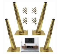 Metal Furniture Legs 10cm 15cm 20cm 25cm 30cm 40cm,4Pcs Adjustable Furniture Legs, Oblique Furniture Feet,Furniture Feet with Screws,Sofa Cabinet Desk Support Legs(Gold)