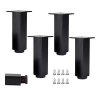 Metal Furniture Legs,Adjustable Table Legs,Aluminum Alloy Cabinet Legs,Square Sofa Legs,with PVC Foot Pad,Thick Top Board,for Couch,Coffee Table Replacement Parts, black25cm/9.8in